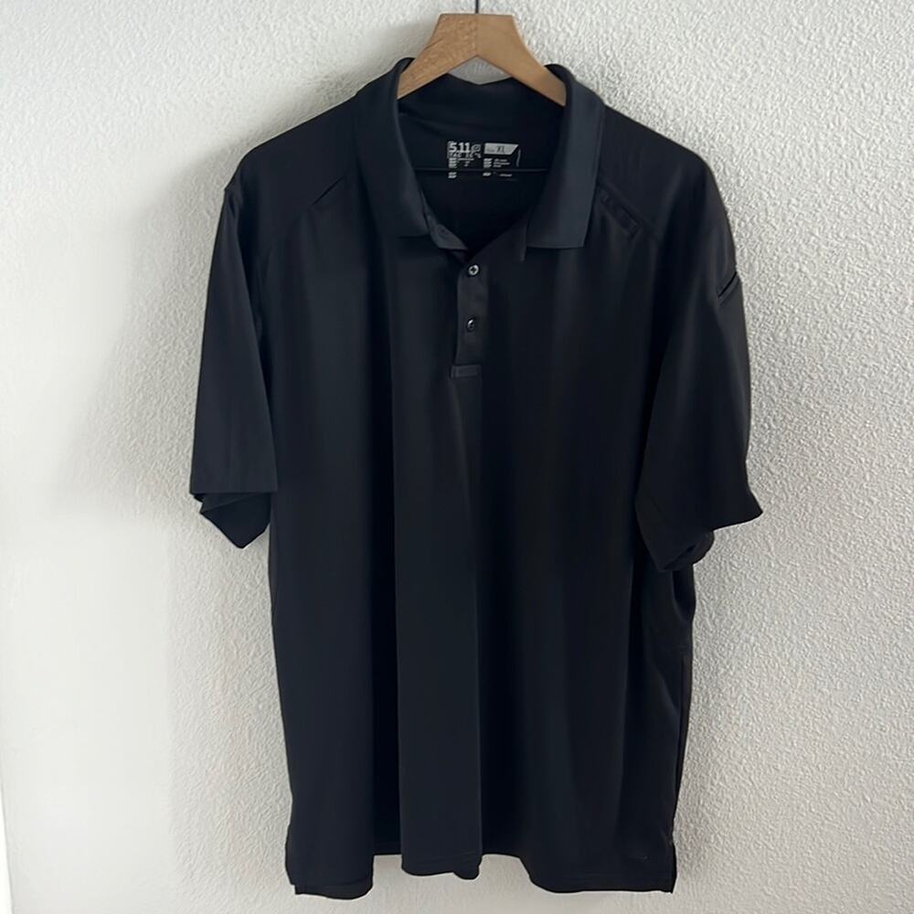 5.11 Tactical Black Men's Polo Shirt Active Pocket Arm XL